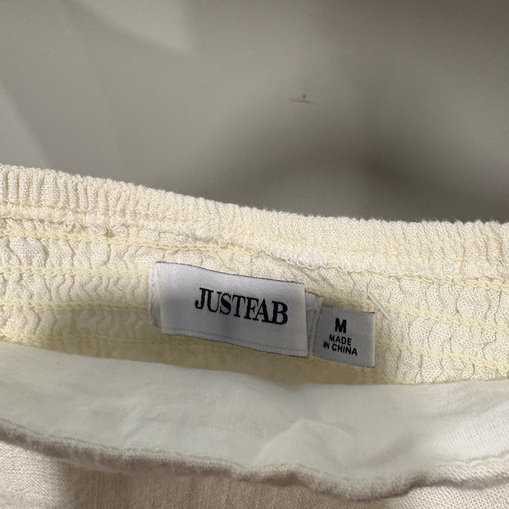 JustFab Cream Ruffled Blouse - Picture 3 of 3